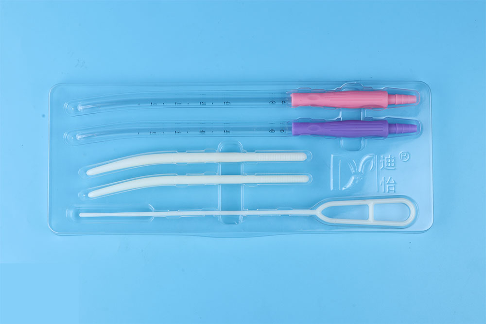 Close-up of uterine cannula and suction tubing connector